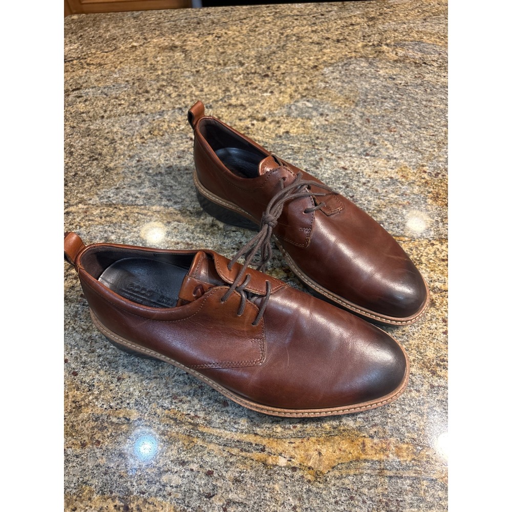 ECCO ST.1 Hybrid Lite Brown Leather Derby Shoes Mens US 8 EU 42 Preppy $250